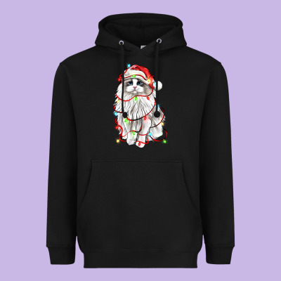 Christmas Ragdoll Cat Heavyweight Hoodie Designed By Lillyallendesigns