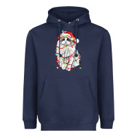 Navy christmas ragdoll cat Heavyweight Hoodie - LillyAllenDesigns