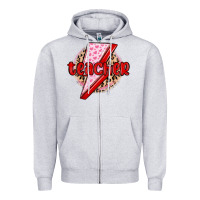 Heather Grey teacher lightning bolt valentines day Zipper Hoodie - MaliasSmallBusiness