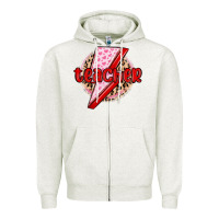 Oatmeal Heather teacher lightning bolt valentines day Zipper Hoodie - MaliasSmallBusiness