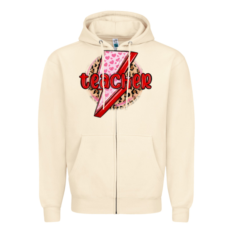 Teacher Lightning Bolt Valentines Day Zipper Hoodie by MaliasSmallBusiness | Teevron