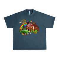 Midnight Navy barn st patricks with truck and shamrocks Urban Heavy Tee - AdoDesignShop