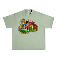 Oil Green barn st patricks with truck and shamrocks Urban Heavy Tee - AdoDesignShop