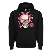 Black valentine's day skull Zipper Hoodie - MaliasSmallBusiness