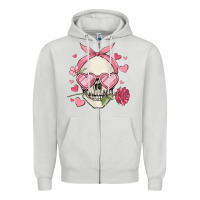 Dove Grey valentine's day skull Zipper Hoodie - MaliasSmallBusiness