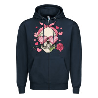 Navy valentine's day skull Zipper Hoodie - MaliasSmallBusiness