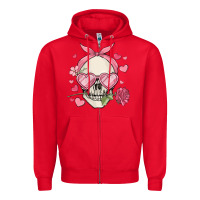 Red valentine's day skull Zipper Hoodie - MaliasSmallBusiness