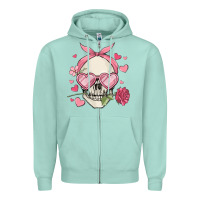 Seafoam valentine's day skull Zipper Hoodie - MaliasSmallBusiness