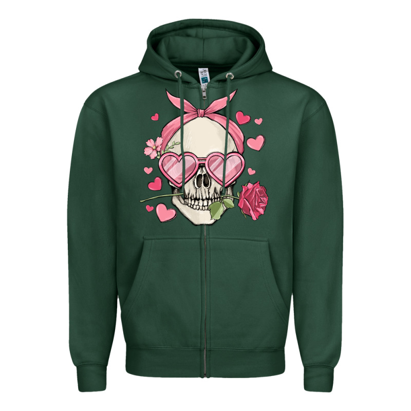 Valentine's Day Skull Zipper Hoodie by MaliasSmallBusiness | Teevron