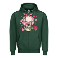 Sports Green valentine's day skull Zipper Hoodie - MaliasSmallBusiness