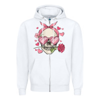 White valentine's day skull Zipper Hoodie - MaliasSmallBusiness
