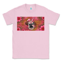 Bubblegum Pink easter heifer with bunny ears and glasses license plate Classic Tee - Artiststas