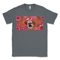 Charcoal Heather easter heifer with bunny ears and glasses license plate Classic Tee - Artiststas