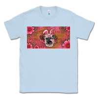 Dusty Blue easter heifer with bunny ears and glasses license plate Classic Tee - Artiststas