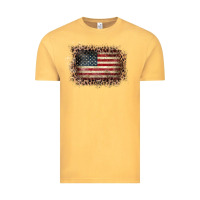 Vintage Mustard Old Leopard American Flag Frame Vintage Tee - Bettercallsaul