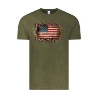 Vintage Olive Old Leopard American Flag Frame Vintage Tee - Bettercallsaul