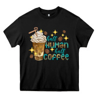 Black half human half coffee Heavy Core Tee - texasbilliewilder