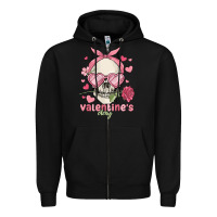 Black valentine's day skull Zipper Hoodie - MaliasSmallBusiness