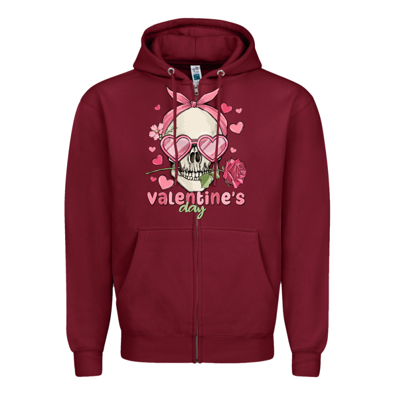 Valentine's Day Skull Zipper Hoodie by MaliasSmallBusiness | Teevron