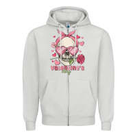 Dove Grey valentine's day skull Zipper Hoodie - MaliasSmallBusiness