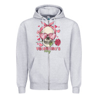 Heather Grey valentine's day skull Zipper Hoodie - MaliasSmallBusiness