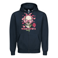 Navy valentine's day skull Zipper Hoodie - MaliasSmallBusiness