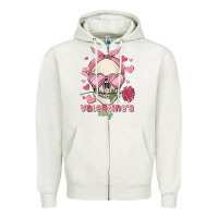 Oatmeal Heather valentine's day skull Zipper Hoodie - MaliasSmallBusiness