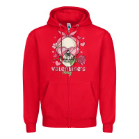 Red valentine's day skull Zipper Hoodie - MaliasSmallBusiness