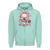 Seafoam valentine's day skull Zipper Hoodie - MaliasSmallBusiness