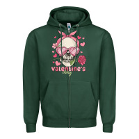 Sports Green valentine's day skull Zipper Hoodie - MaliasSmallBusiness