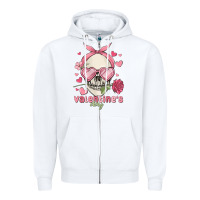 White valentine's day skull Zipper Hoodie - MaliasSmallBusiness