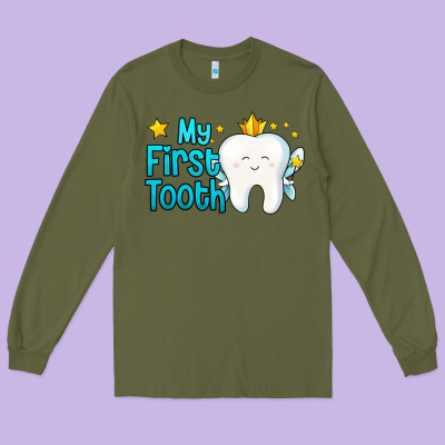 My First Tooth Tooth Fairy Long Sleeve Tee Designed By Jasminsmagicworld