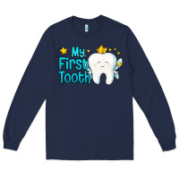 Navy my first tooth tooth fairy Long Sleeve Tee - Jasminsmagicworld