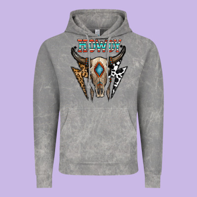Howdy Boho Skull Vintage Hoodie Designed By Cowhidedigitalart
