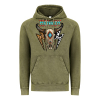 Vintage Olive howdy boho skull Vintage Hoodie - CowhideDigitalArt