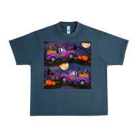 Midnight Navy halloween spooky truck seamless pattern Urban Heavy Tee - BundleAndBundleShop