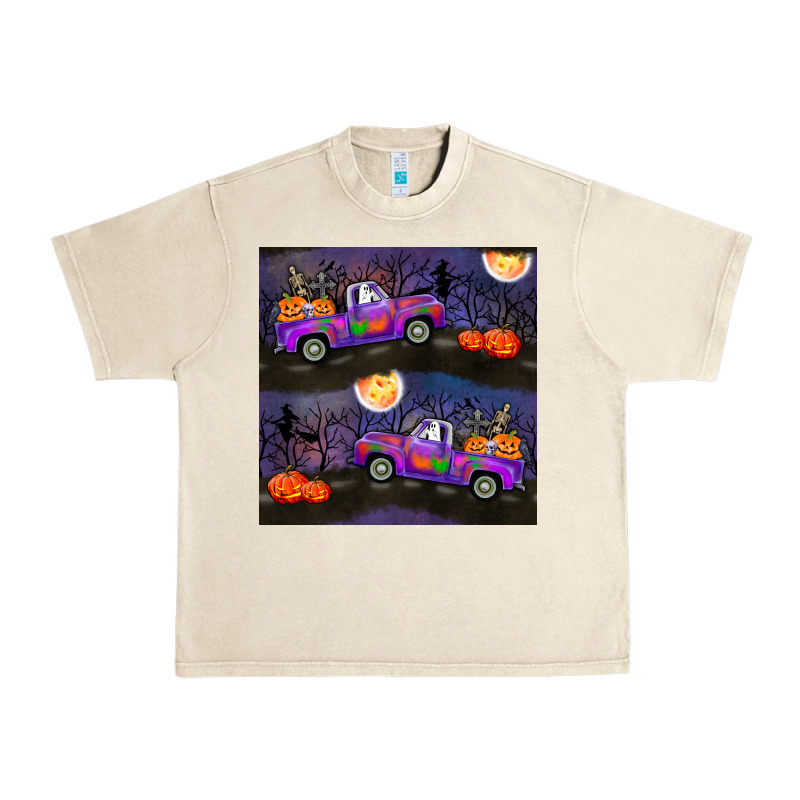 Halloween Spooky Truck Seamless Pattern Urban Heavy Tee by BundleAndBundleShop | Teevron