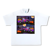 White halloween spooky truck seamless pattern Urban Heavy Tee - BundleAndBundleShop