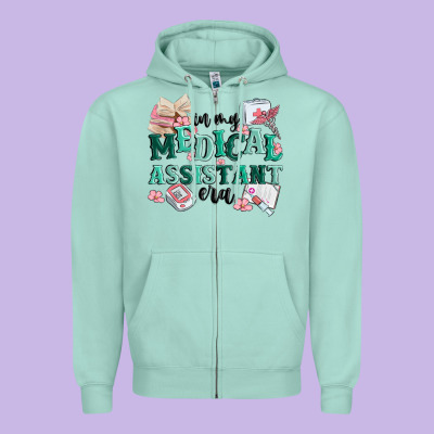 In My Medical Assistant Era Zipper Hoodie Designed By Maliassmallbusiness