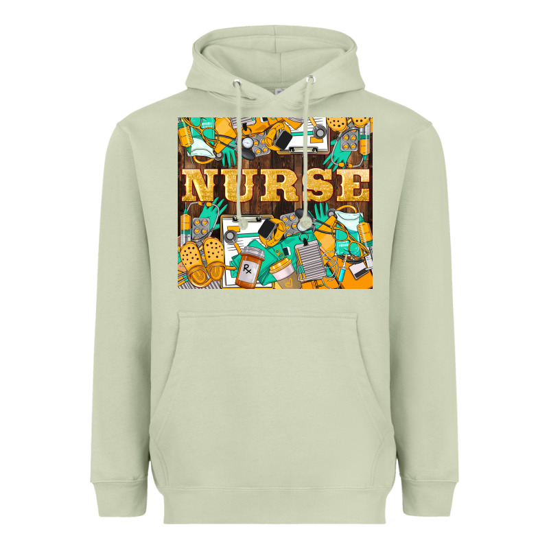Green And Yellow Nurse Heavyweight Hoodie by LillyAllenDesigns | Teevron