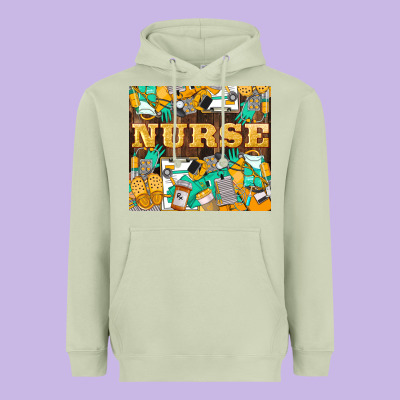 Green And Yellow Nurse Heavyweight Hoodie Designed By Lillyallendesigns