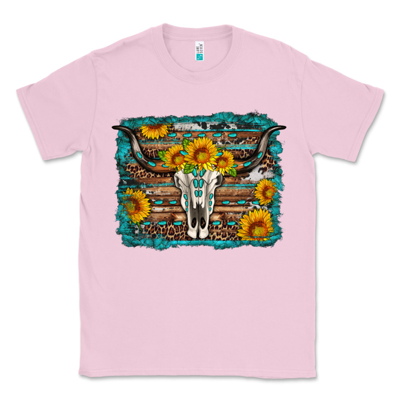 Longhorn Bull Skull Western Turquoise Background Classic Tee by Artiststas | Teevron