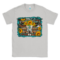 Moon Dust longhorn bull skull western turquoise background Classic Tee - Artiststas