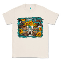 Natural longhorn bull skull western turquoise background Classic Tee - Artiststas