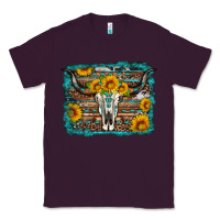 Plum longhorn bull skull western turquoise background Classic Tee - Artiststas