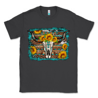 Smoke longhorn bull skull western turquoise background Classic Tee - Artiststas