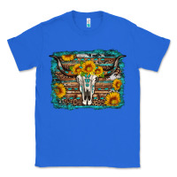 True Royal longhorn bull skull western turquoise background Classic Tee - Artiststas