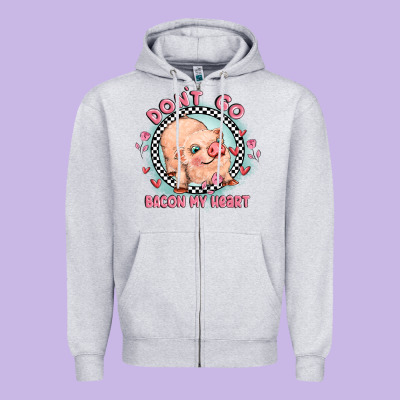 Dont Go Bacon My Heart Zipper Hoodie Designed By Maliassmallbusiness