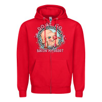 Red dont go bacon my heart Zipper Hoodie - MaliasSmallBusiness