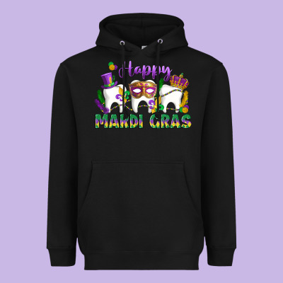 Mardi Gras Celebration With Teeth Heavyweight Hoodie Designed By Lillyallendesigns